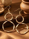 Vintage Gold Asymmetrical Double Hoop Earrings