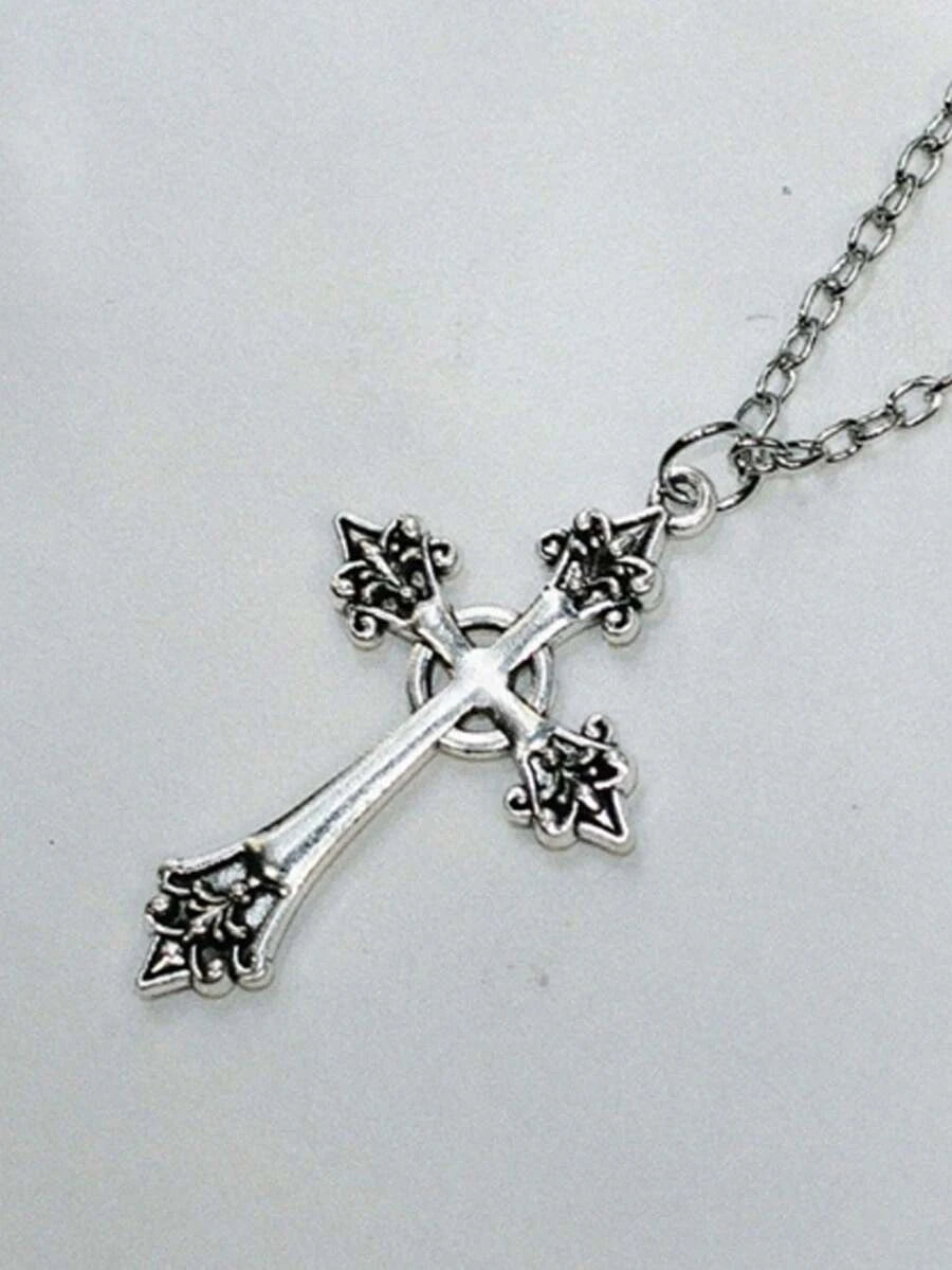 Vintage Gothic Rose Cross Necklace