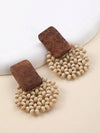 Handmade Wooden Beaded Disc Earrings