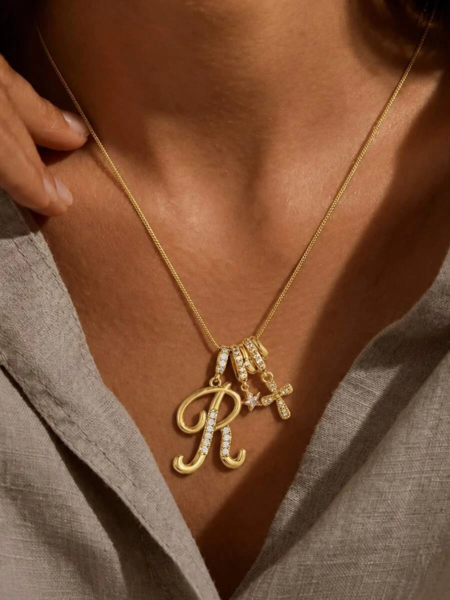 Zirconia Crystal Initial Necklace