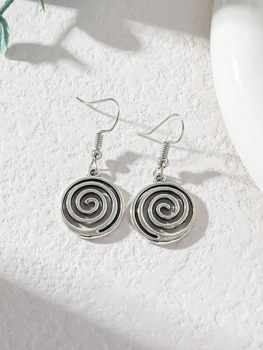 Retro Spiral Swirl Dangle Earrings