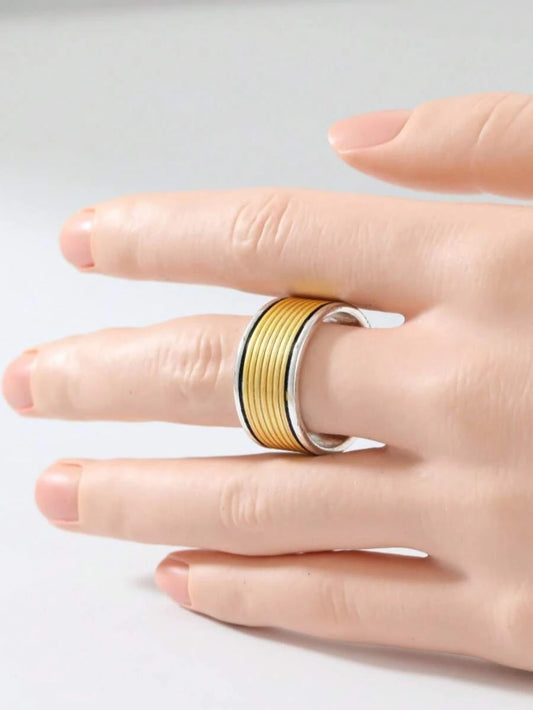 Vintage Bohemian Hammered Wide Band Ring