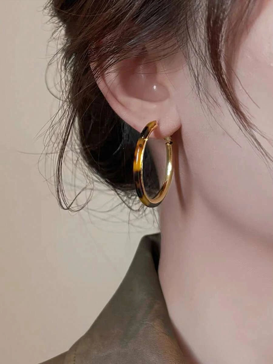 Leopard Print Geometric Hoop Earrings