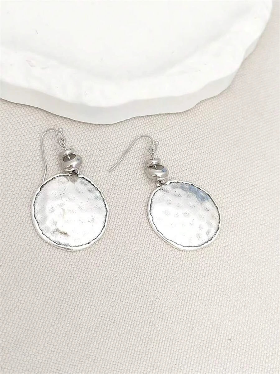 Vintage Hammered Round Pendant Earrings