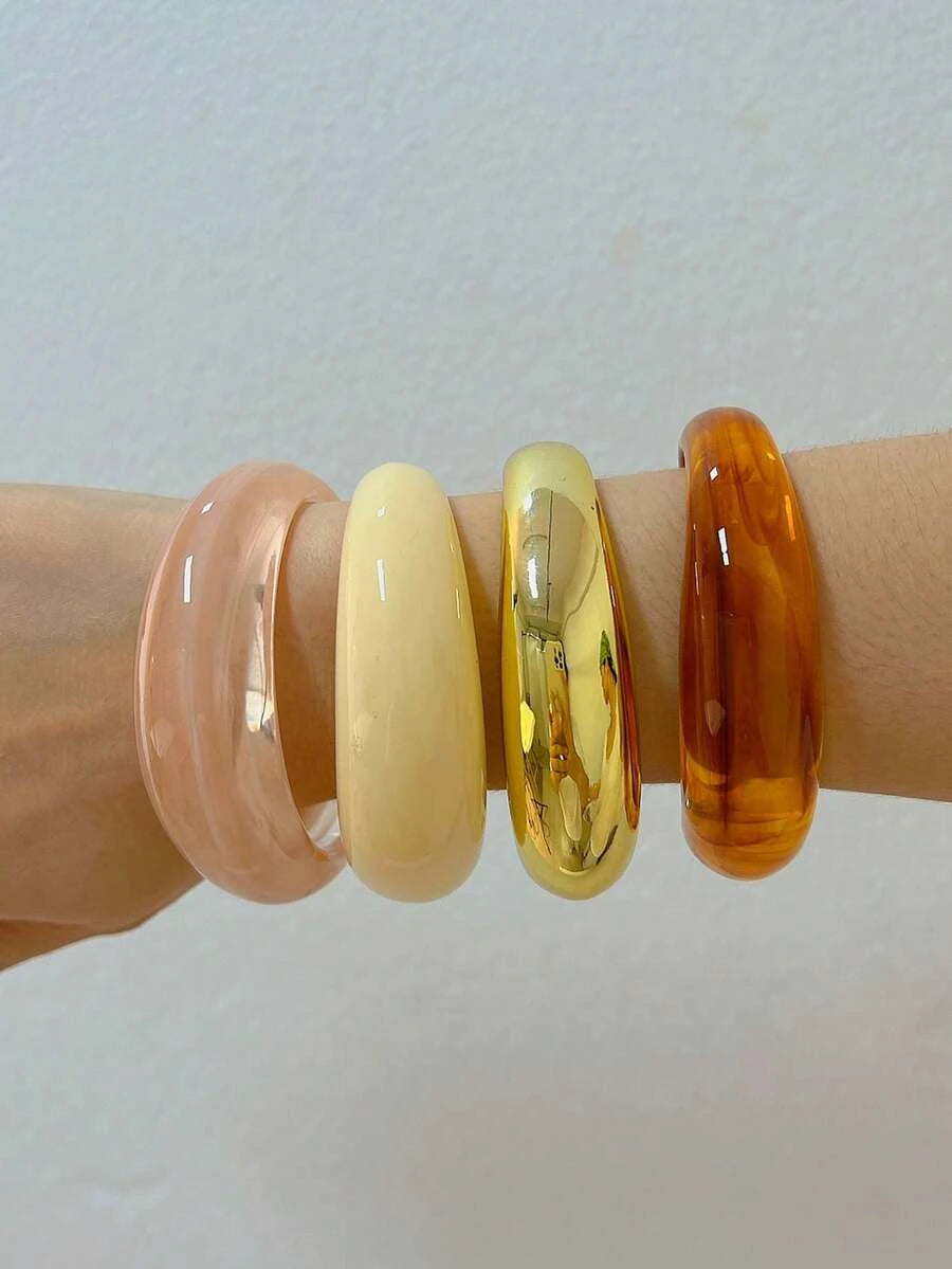 Vintage Geometric Resin Bangle Set
