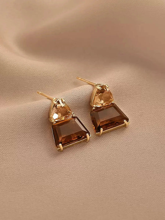 Andkiss Geometric Crystal Drop Earrings