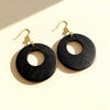 Vintage Wooden Round Hollow Out Earrings