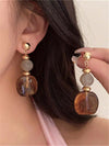 Vintage Asymmetrical Tie Dye Acrylic Long Pendant Earrings