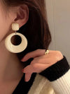 French Retro Cream Circle Earrings