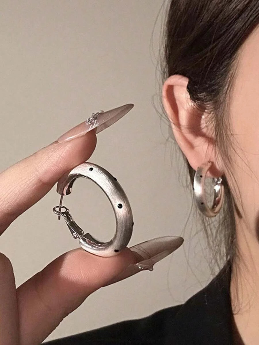 Round Metal Polka Dot Earrings