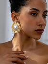 Geometric Textured Pearl Drop Earrings