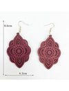Wood Lace Pattern Carved Drop Earrings