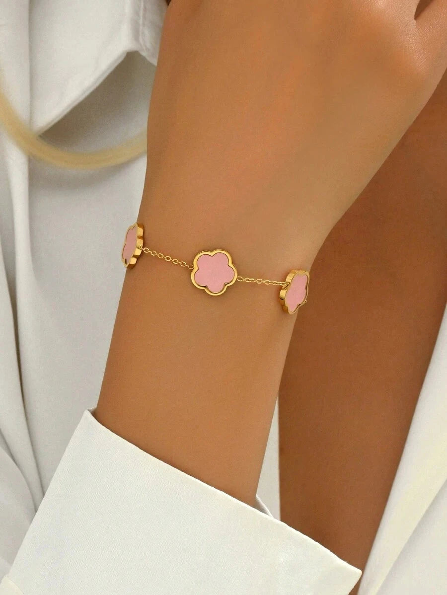 Gold Plated Stainless Steel Flower Bracelet