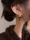 Vintage Artificial Tiger Eye Hoop Earrings