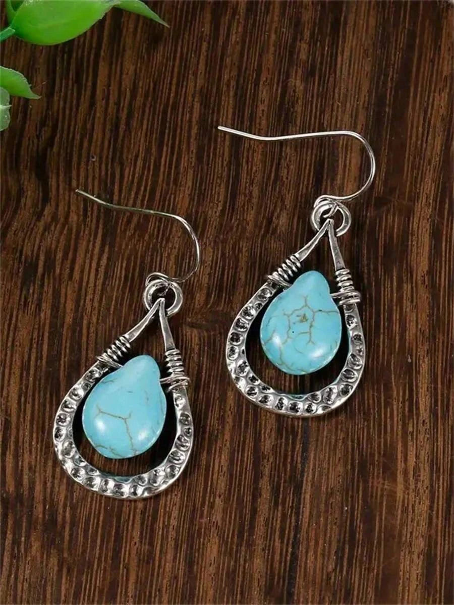 Bohemian Turquoise Teardrop Earrings