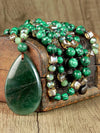 Vintage Green Agate Teardrop Pendant Necklace
