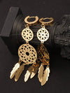 Gold Floral Vine Leaf Pendant Earrings