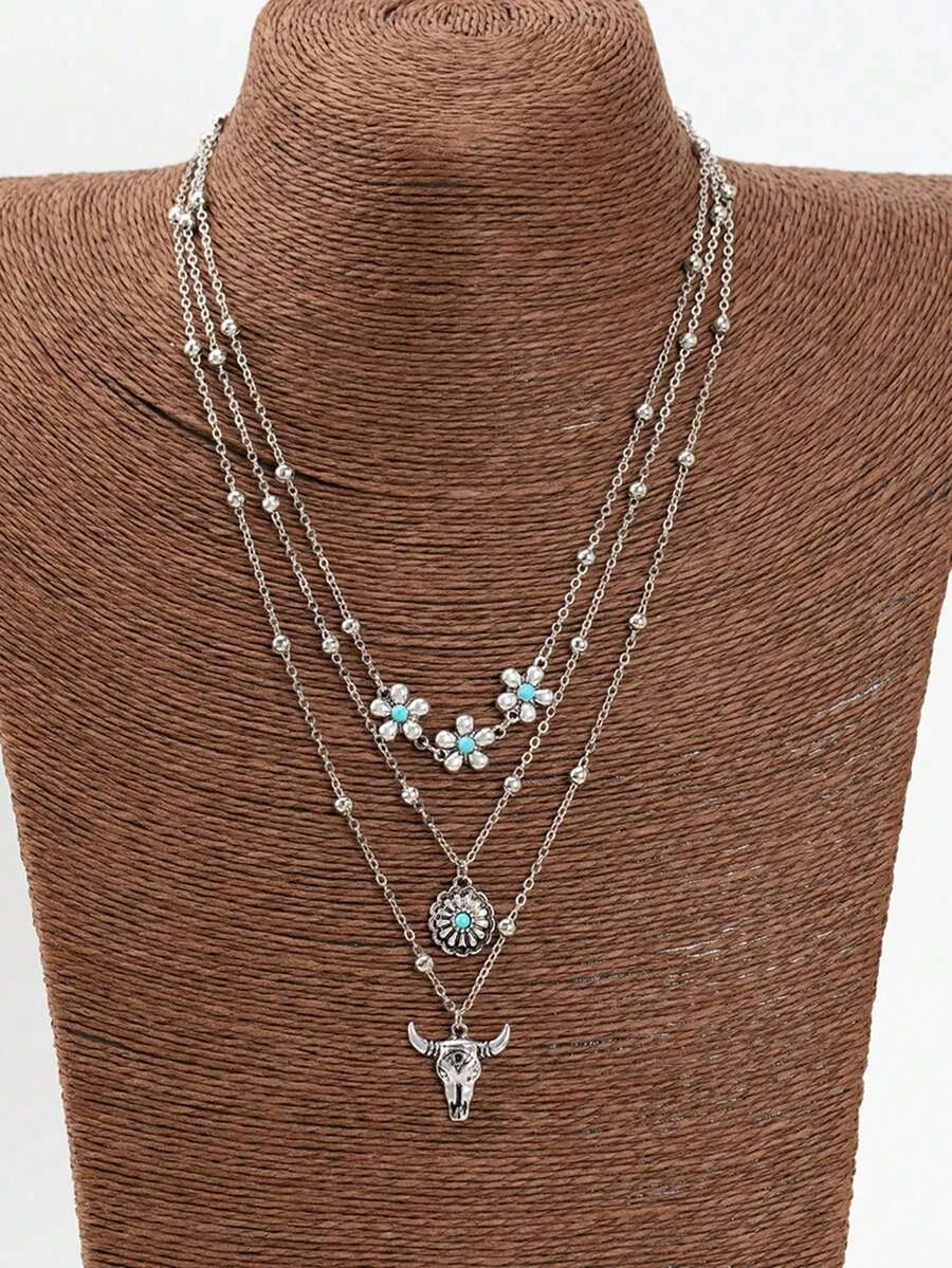 Leopard Print Pendant Necklace Set