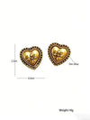 Vintage Carved Heart Stud Earrings