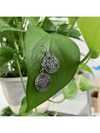 Vintage Carved Flower Round Pendant Earrings
