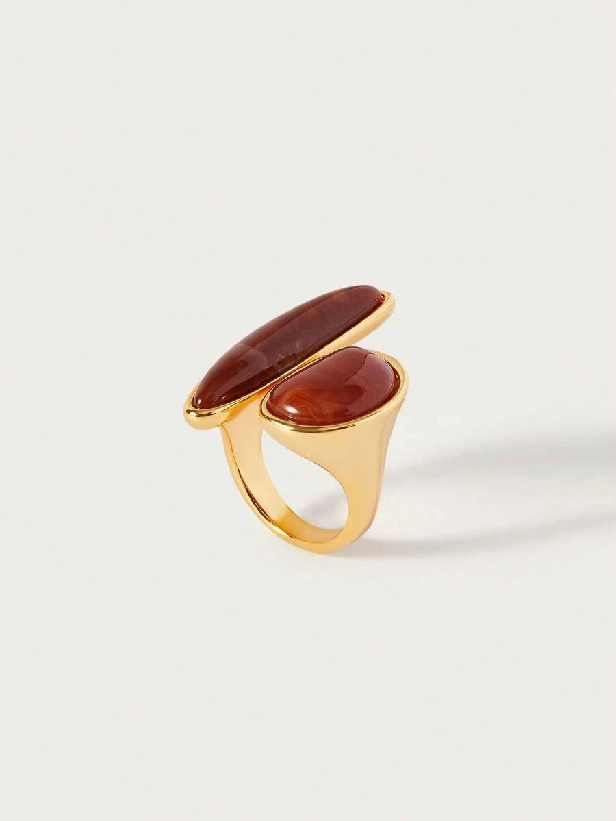 Glisma Gold Plated Geometric Open Ring