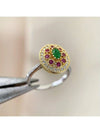 Retro Boho Red Cubic Zirconia Two Tone Ring