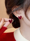 Vintage Oil-Drip Heart Stud Earrings
