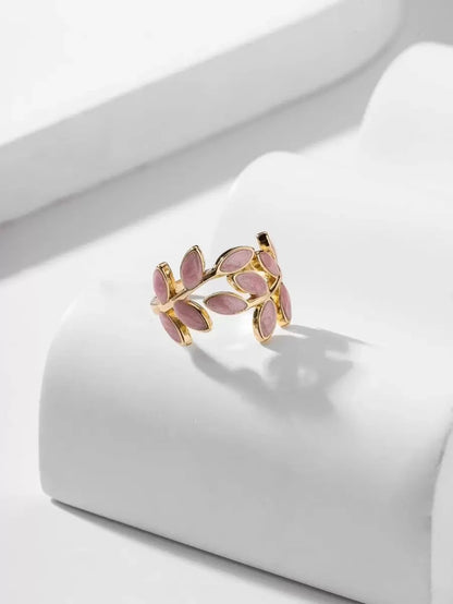 Color Block Leaf Cuff Ring