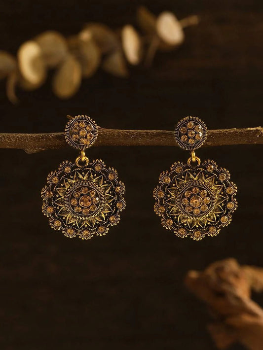 Vintage Floral Hollow Hoop Earrings