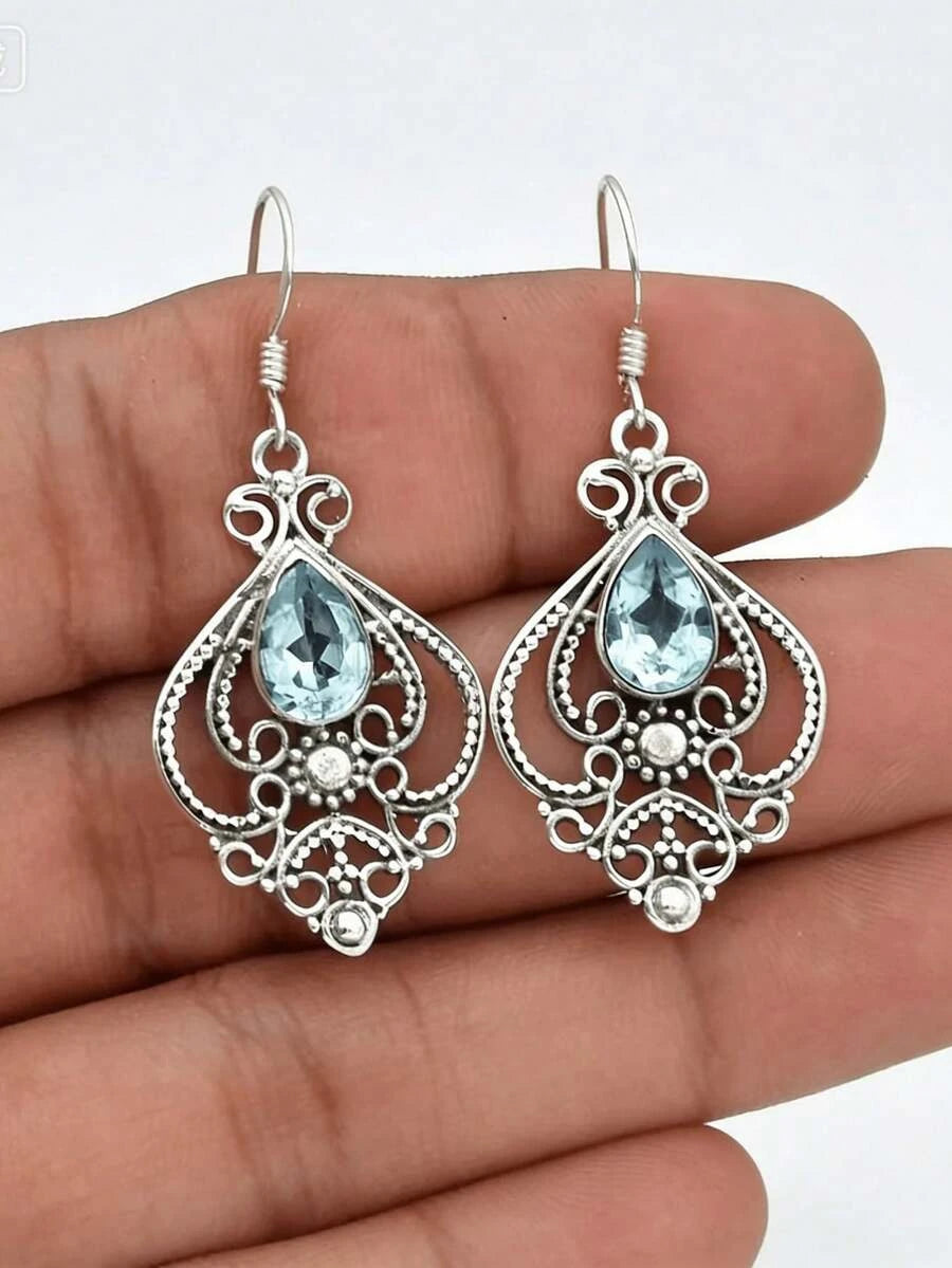 Vintage Bohemian Teardrop Gemstone Earrings