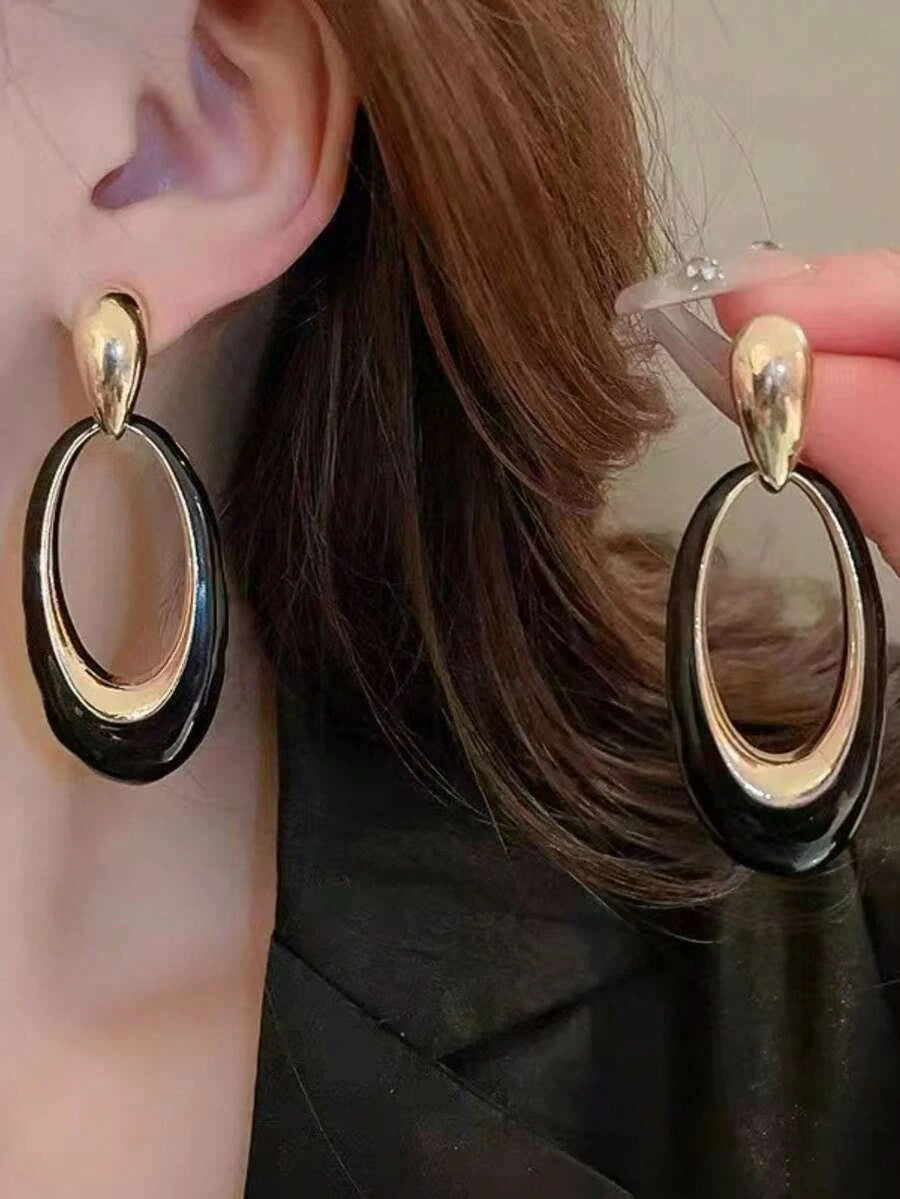Burgundy Oval Drop Earrings