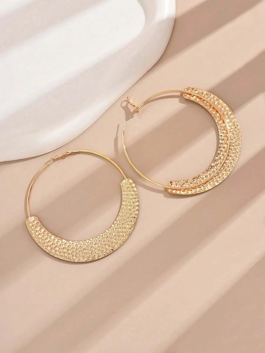 Porcelain Print Hammered Hoop Earrings