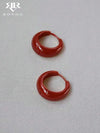 Burgundy Geometric Hoop Earrings