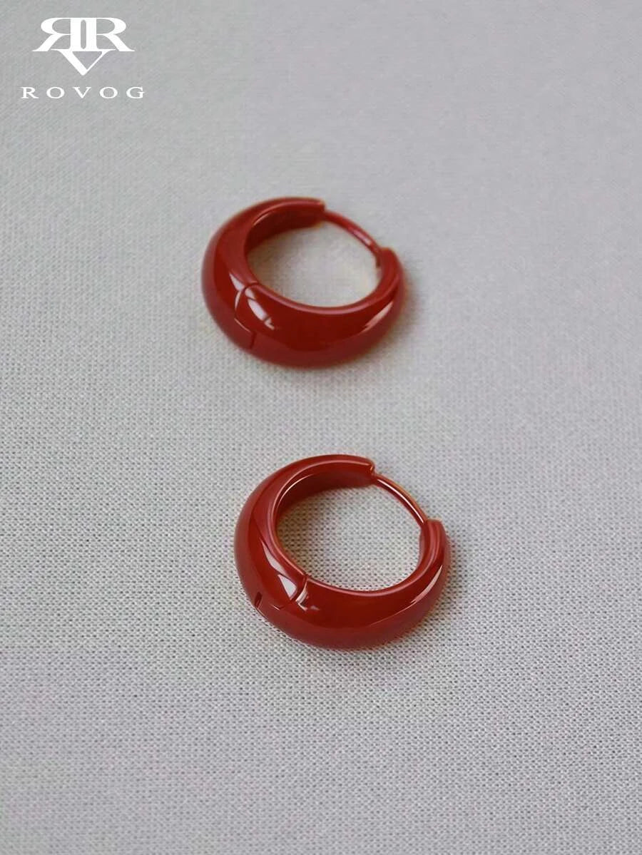 Burgundy Geometric Hoop Earrings