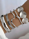 12pcs Vintage Exaggerated Luxurious Geometric Striped Twist Open Design Women Metal Silver Bangle Bracelet Set, Suitable For Daily Wear, Gift, Stackable
