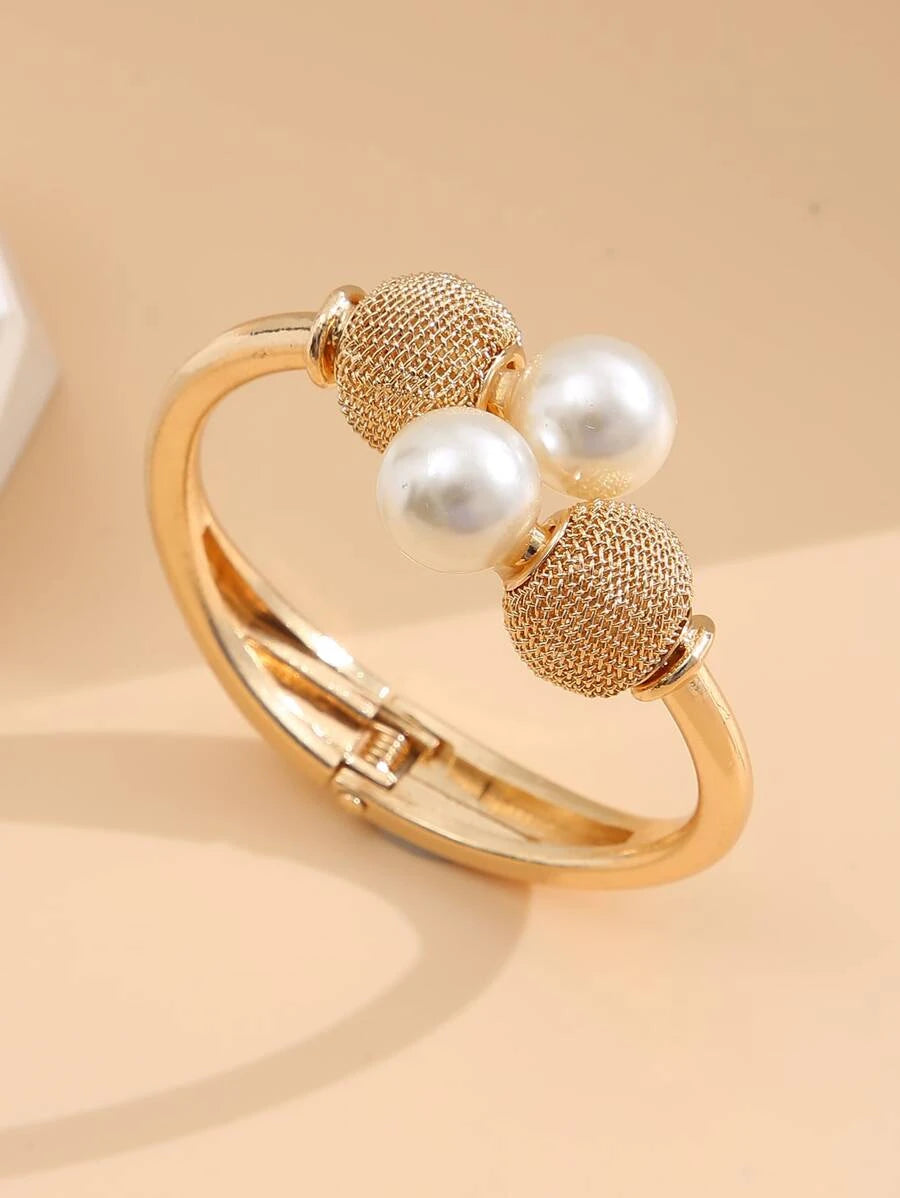Faux Pearl Decor Bangle