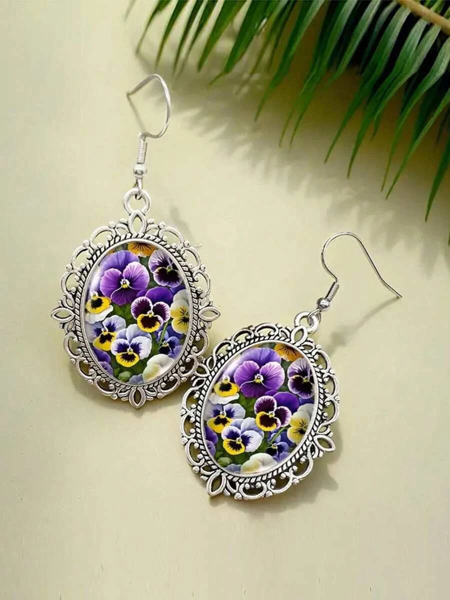 Vintage Floral Teardrop Earrings