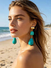 Gold-Plated Turquoise Teardrop Dangle Earrings