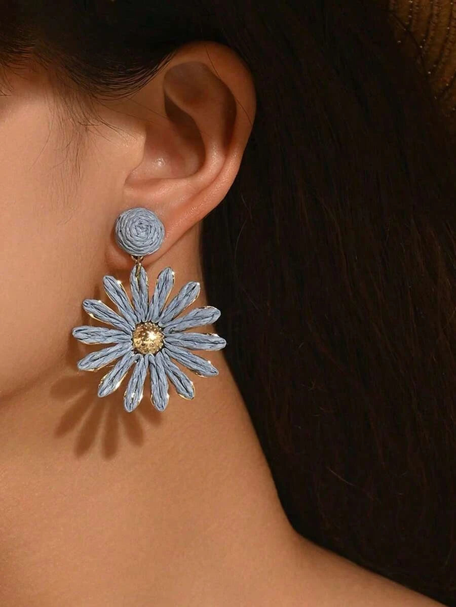 Handmade Raffia Sunflower Earrings
