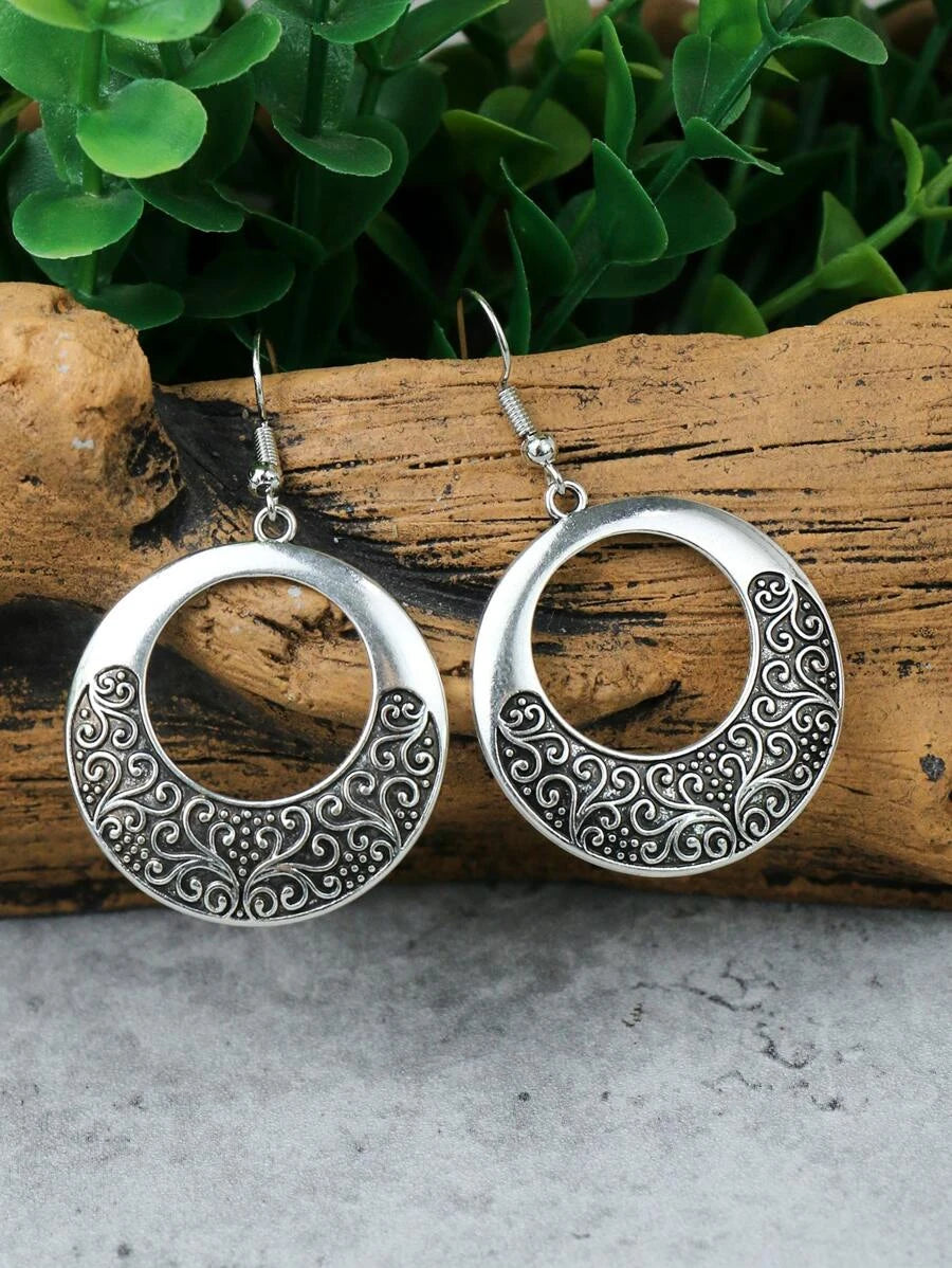 Vintage Hollow Out Geometric Teardrop Earrings