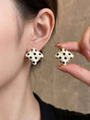 Polka Dot Glazed Square Geometric Earrings