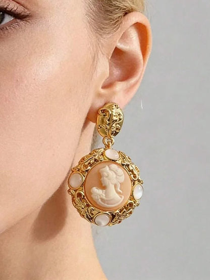 Vintage Cameo Drop Earrings