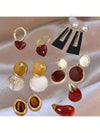 12pcs Vintage Brown Resin Geometric Heart