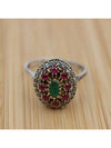 Retro Boho Red Cubic Zirconia Two Tone Ring