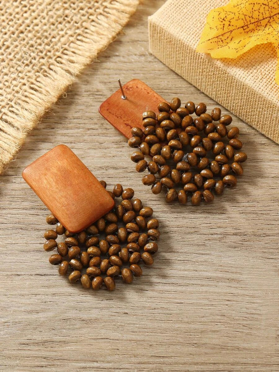 European Boho Rattan Drop Earrings