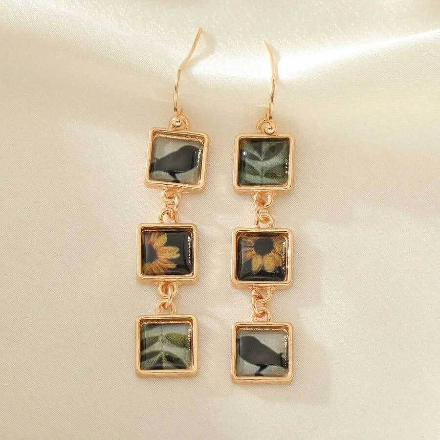 Vintage Artistic Style Multi-Layer Sunflower Earrings