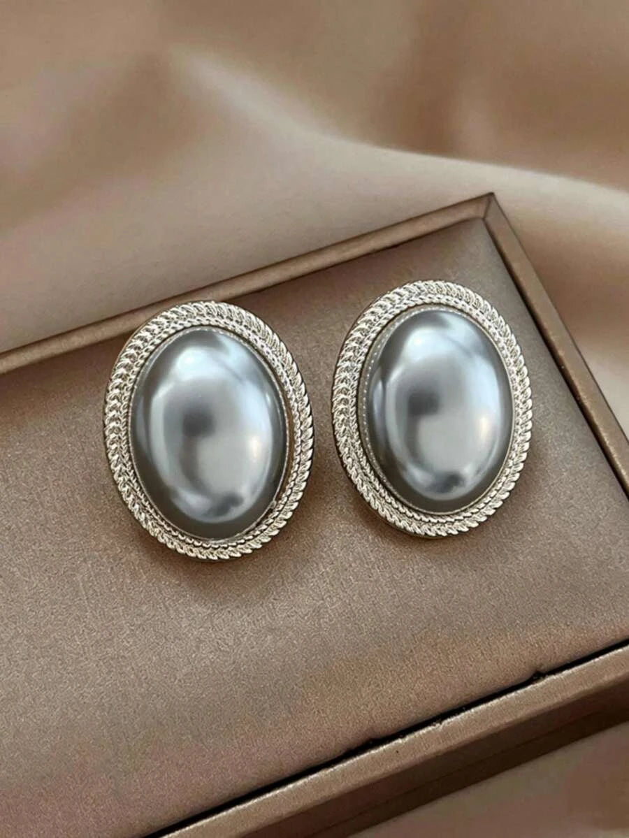 French Vintage Faux Pearl Stud Earrings