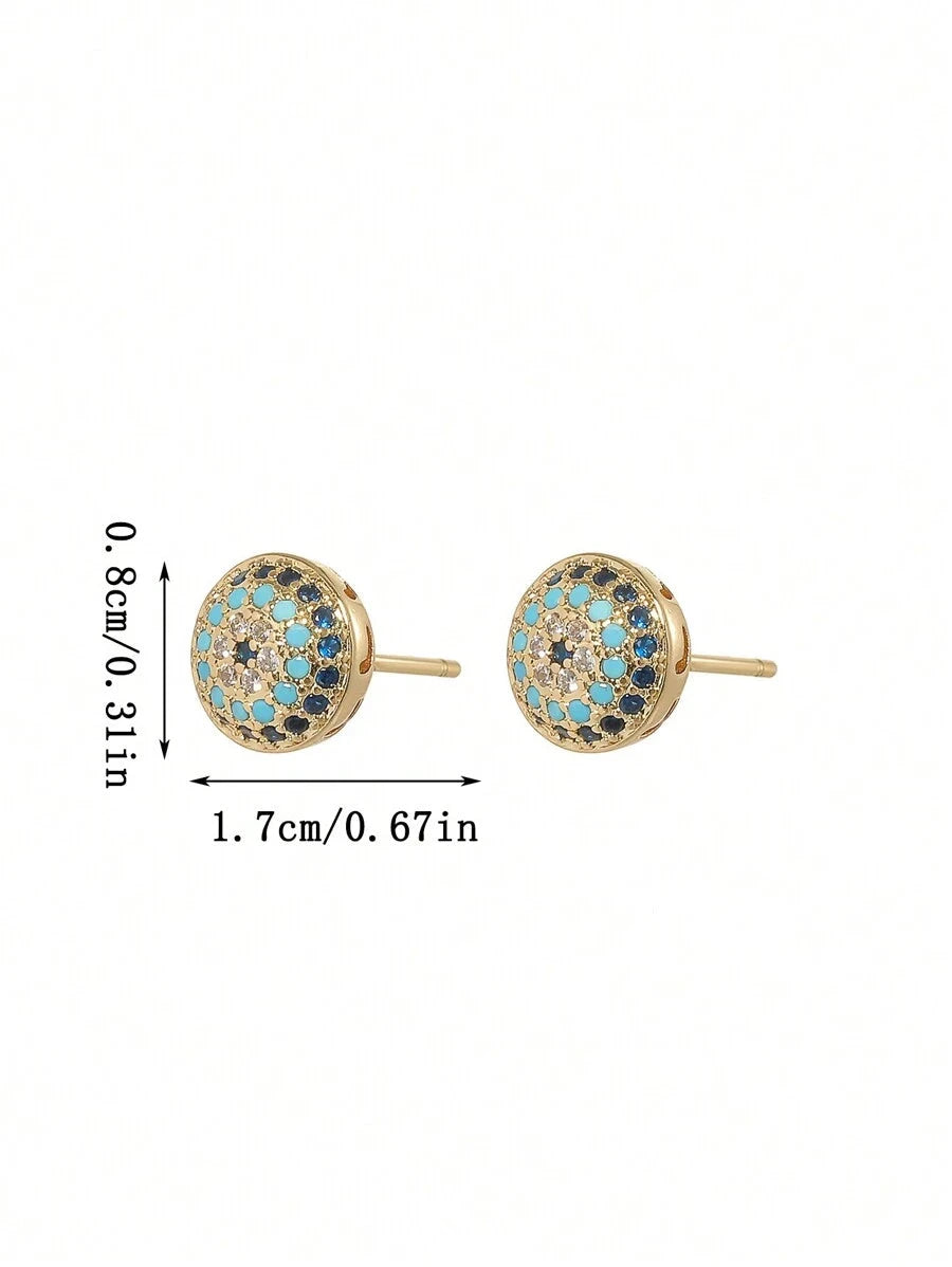 Vintage Vibe Zirconia Evil Eye Stud Earrings