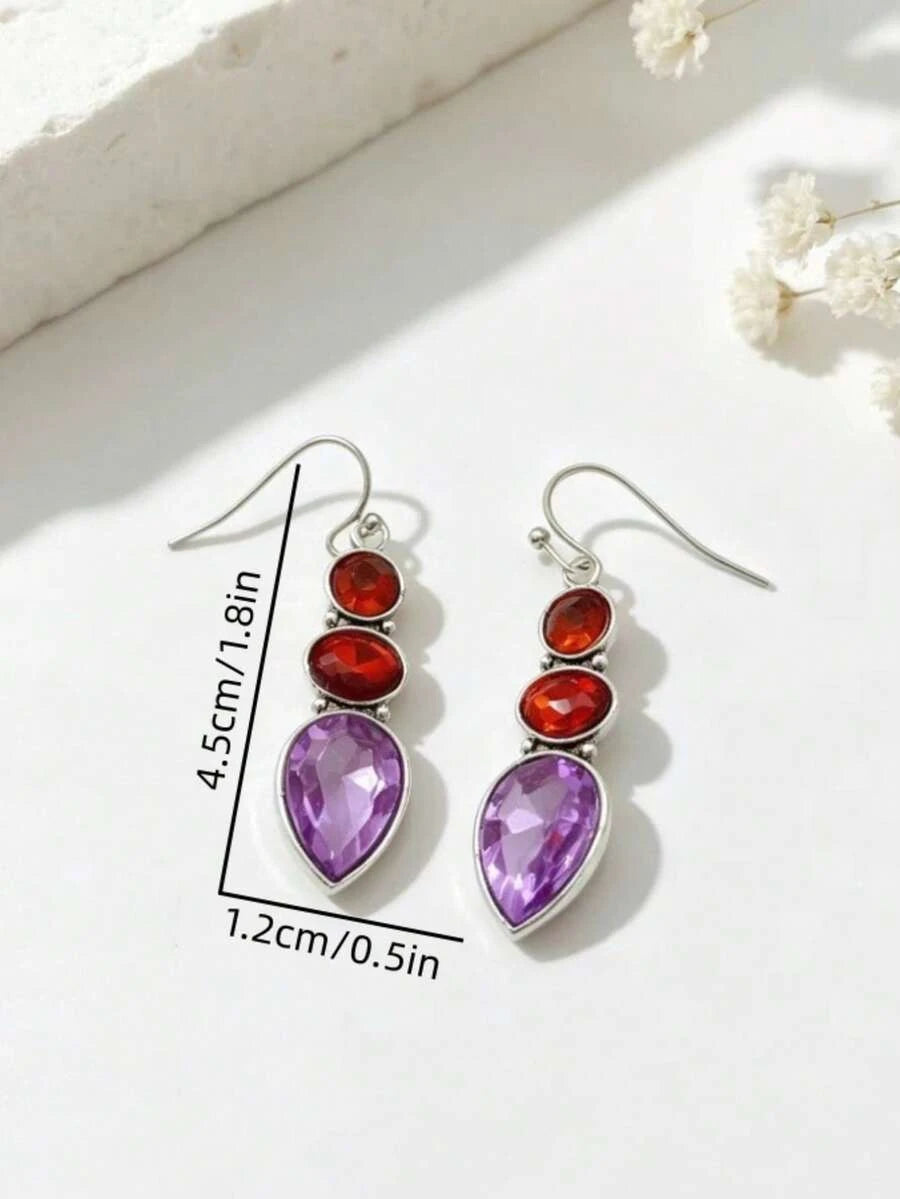 Vintage Bohemian Geometric Rhinestone Pendant Earrings