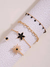 Minimalist Alloy Flower Tassel Bracelet Set